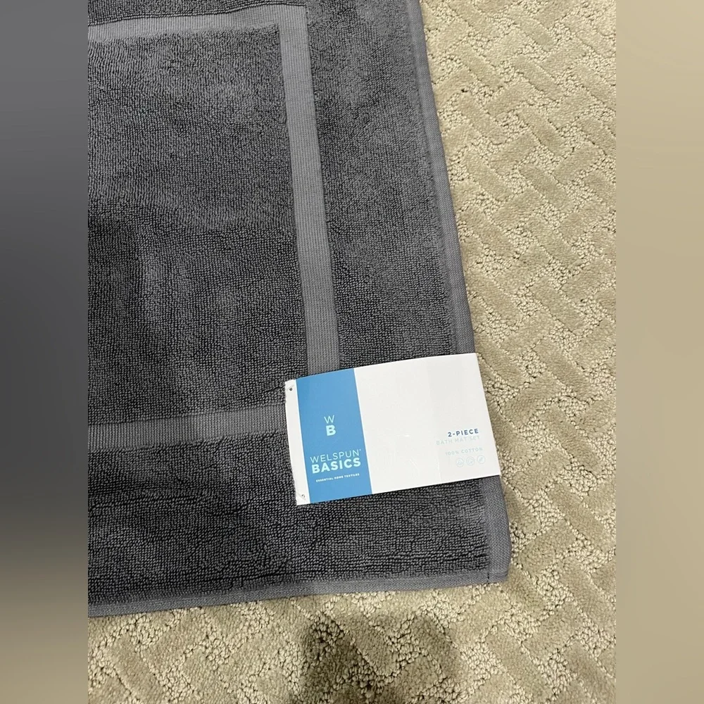 NWT Soft Welspun Basics 2-Piece Gray Bath Mat Set - Size: 20